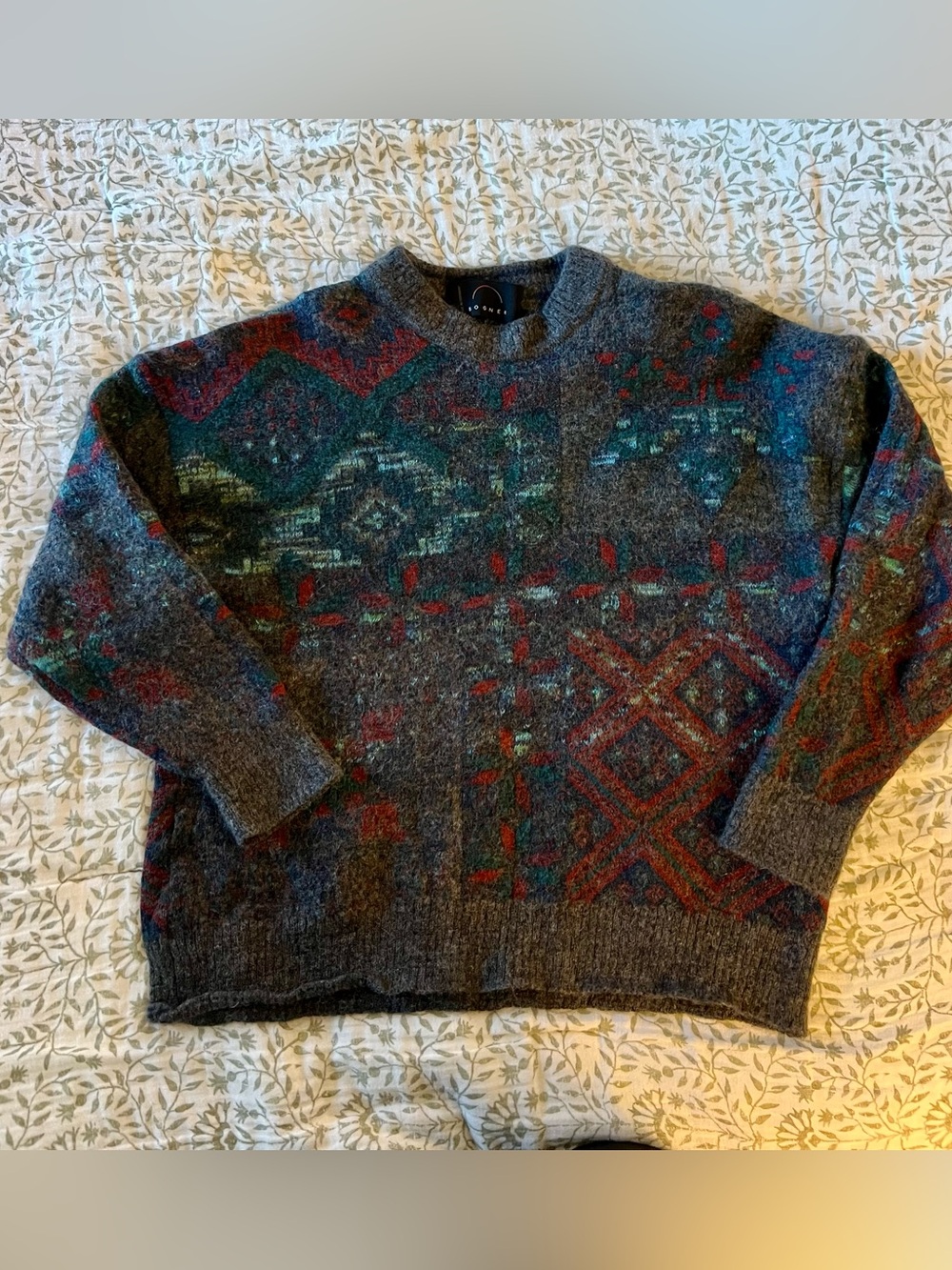 VTG Bogner Mohair Wool Abstract Geometric Ski Sweater Men US 42 L/XL Boxy 90s